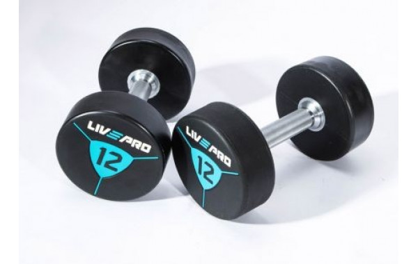 Гантели в уретане 34 кг Live Pro Premium Urethane Dumbbells LP8000-34 600_380