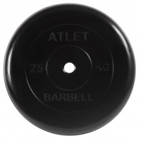 Диск обрезиненный d31мм MB Barbell Atlet 25кг черный MB-AtletB31-25