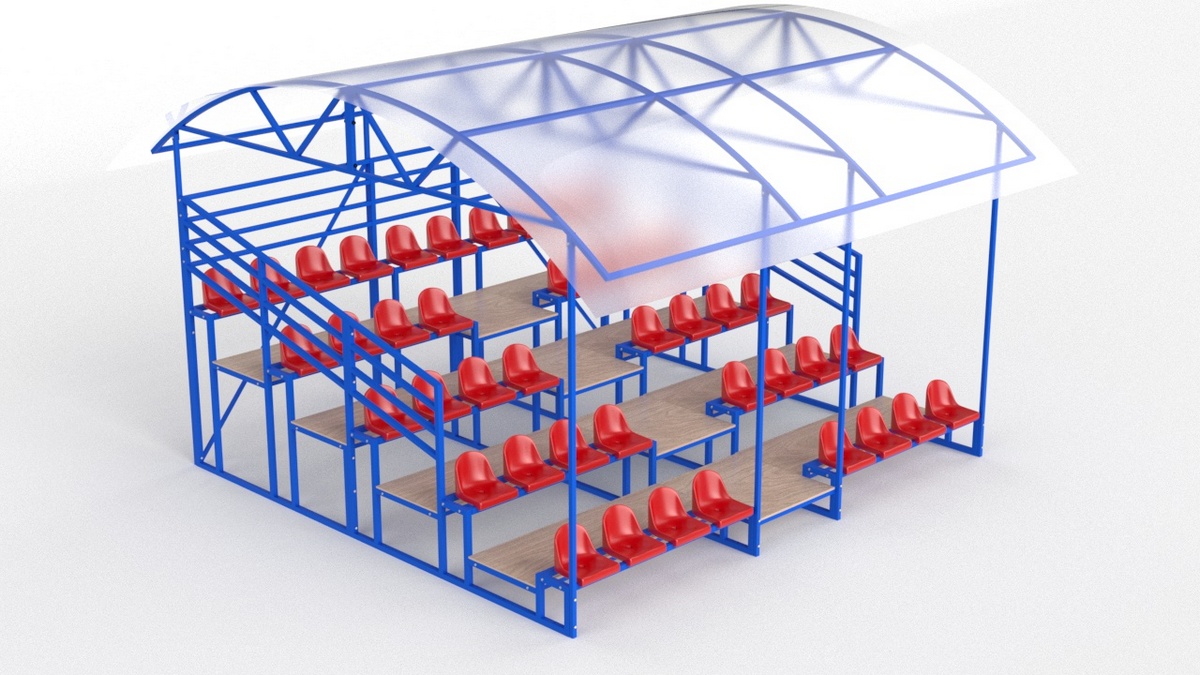 Трибуна с навесом, с ограждением, 5-ти рядная Glav 20.015 1200_675