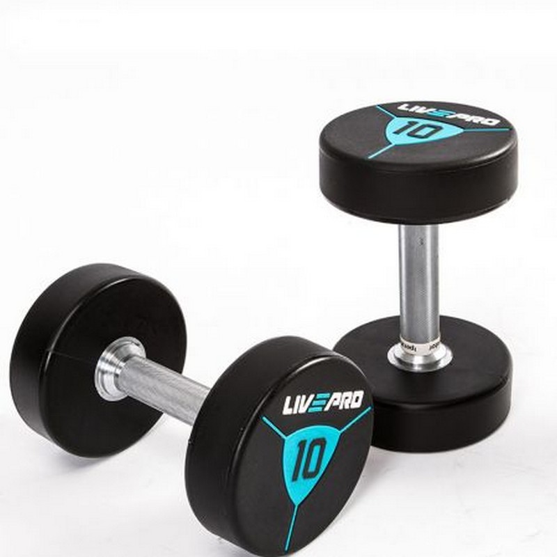 Гантели в уретане 46 кг Live Pro Premium Urethane Dumbbells LP8000-46 800_800