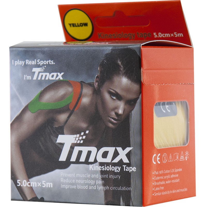 Тейп кинезиологический Tmax Extra Sticky Yellow желтый 800_800