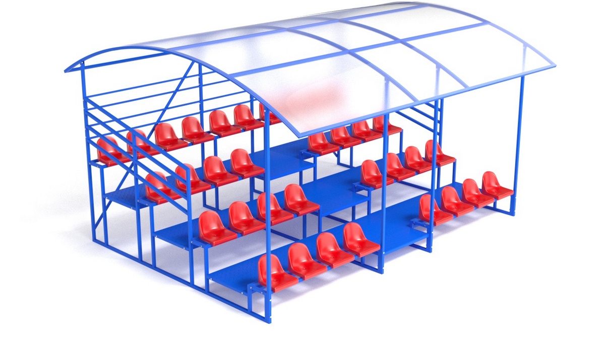 Трибуна с навесом, с ограждением, 4-х рядная Glav 20.014 1200_675