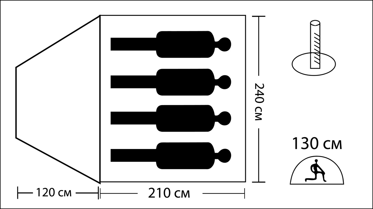 Палатка 4-х местная Greenwood Target 4 зеленый/голубой (481) 1200_672